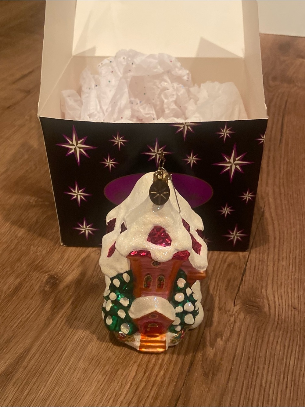 Christopher Radko Vintage Christmas Ornament Church Snow Covered Chapel In Box